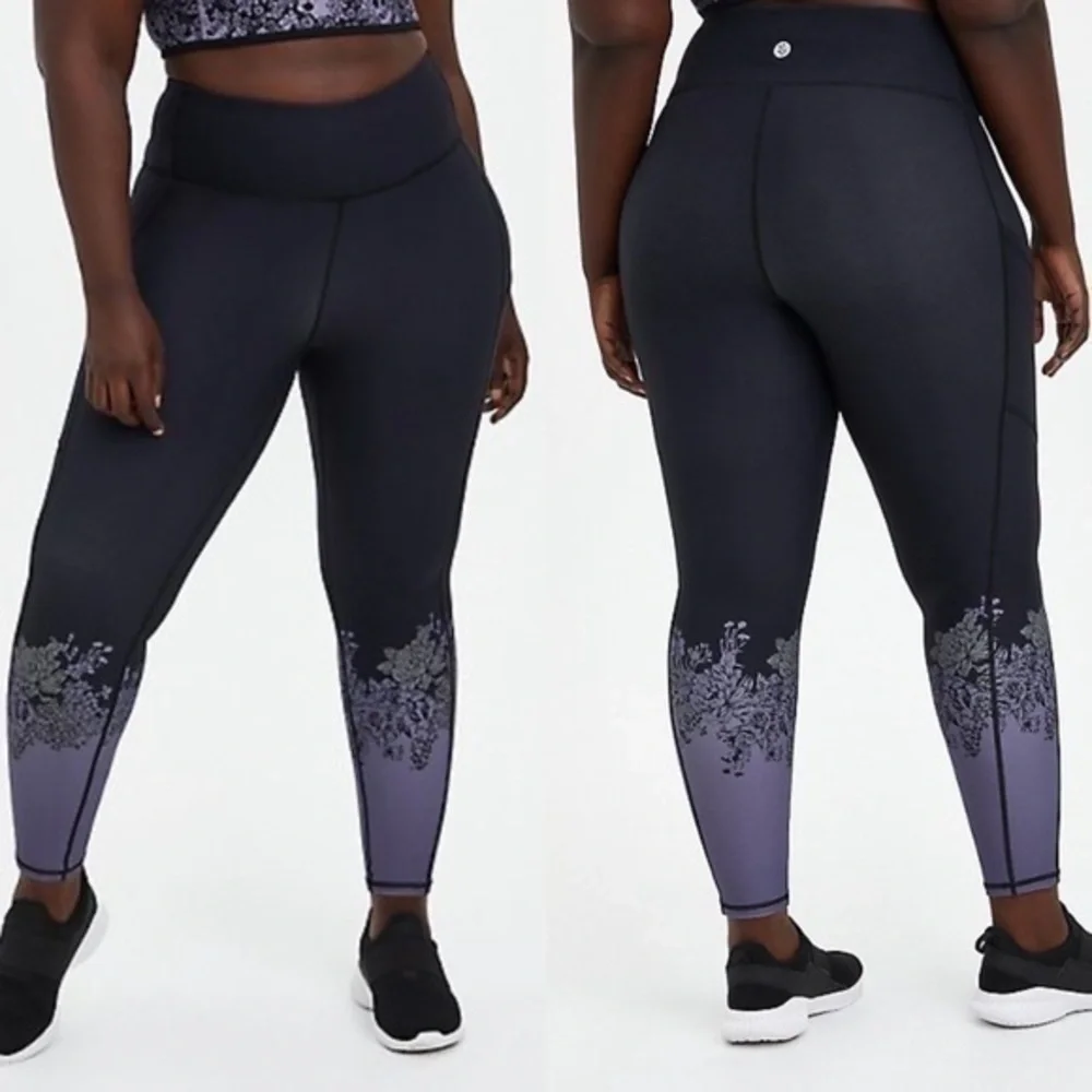 NWT Torrid size 3 black and purple active leggings